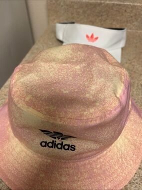 Adidas Pink and Yellow Speckled Tie-Dye Bucket Hat